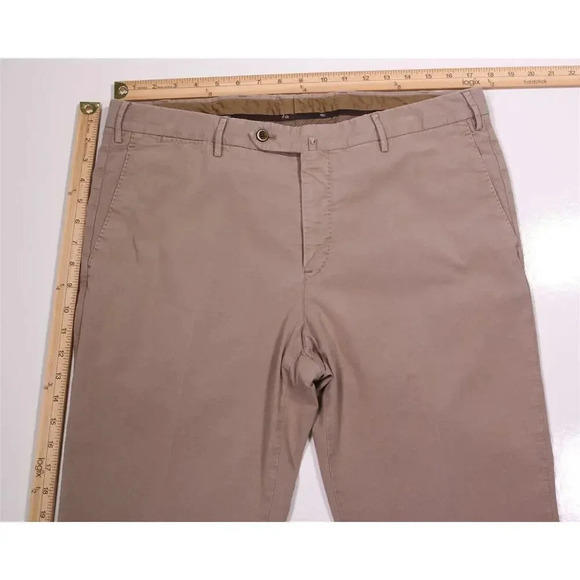 PT01 Easy Fit Light Brown Cotton Stretch Flat Front Chino Pants 36x26 - Picture 4 of 8